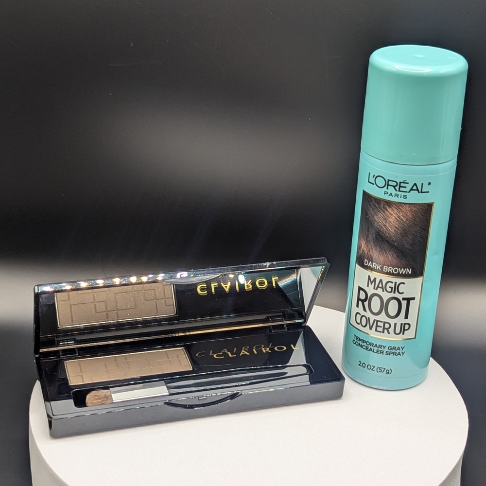 L'oreal Dark Brown Magic Root Spray & Clairol Brown Root Cover-up Powder Used GC